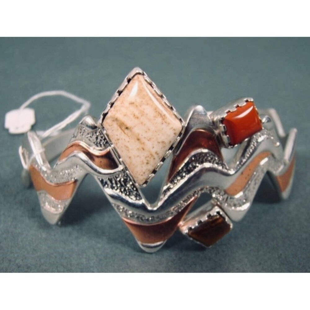 Carolyn Pollack Reilos Studio Sterling Silver Copper Stone Bracelet - Picture 5 of 5